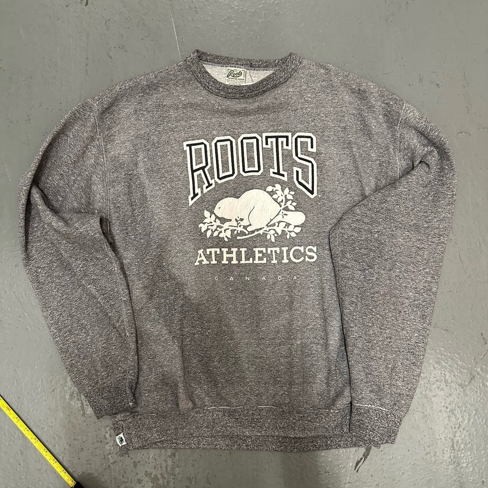Roots Athletic Dark Gray Canada Sun Faded Crewneck Size L